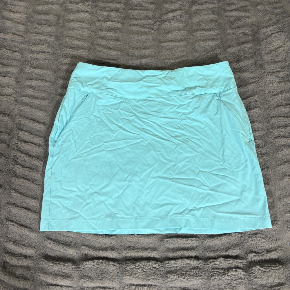 Columbia PFG Skort Womens Medium Aqua Blue FL0075 Omni-Shade Zip Pockets Active